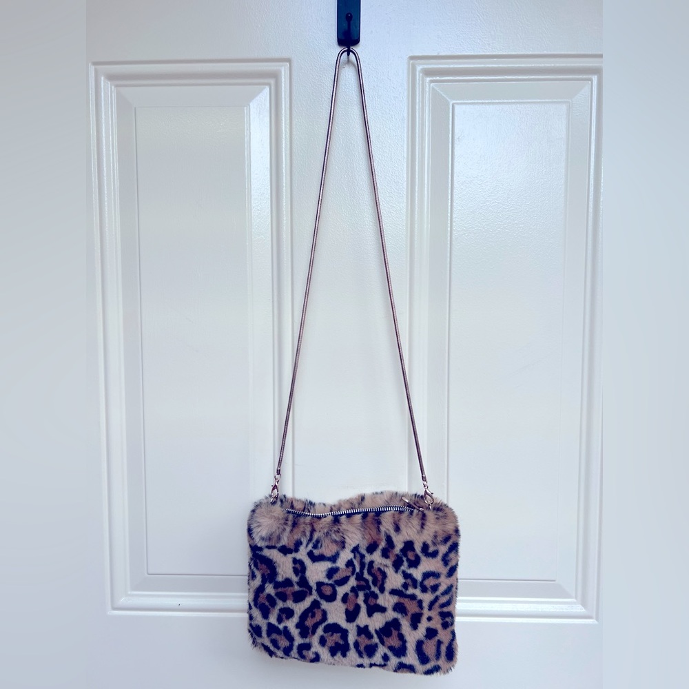 Zara Faux Fur Purse with Removable Gold Chain Strap